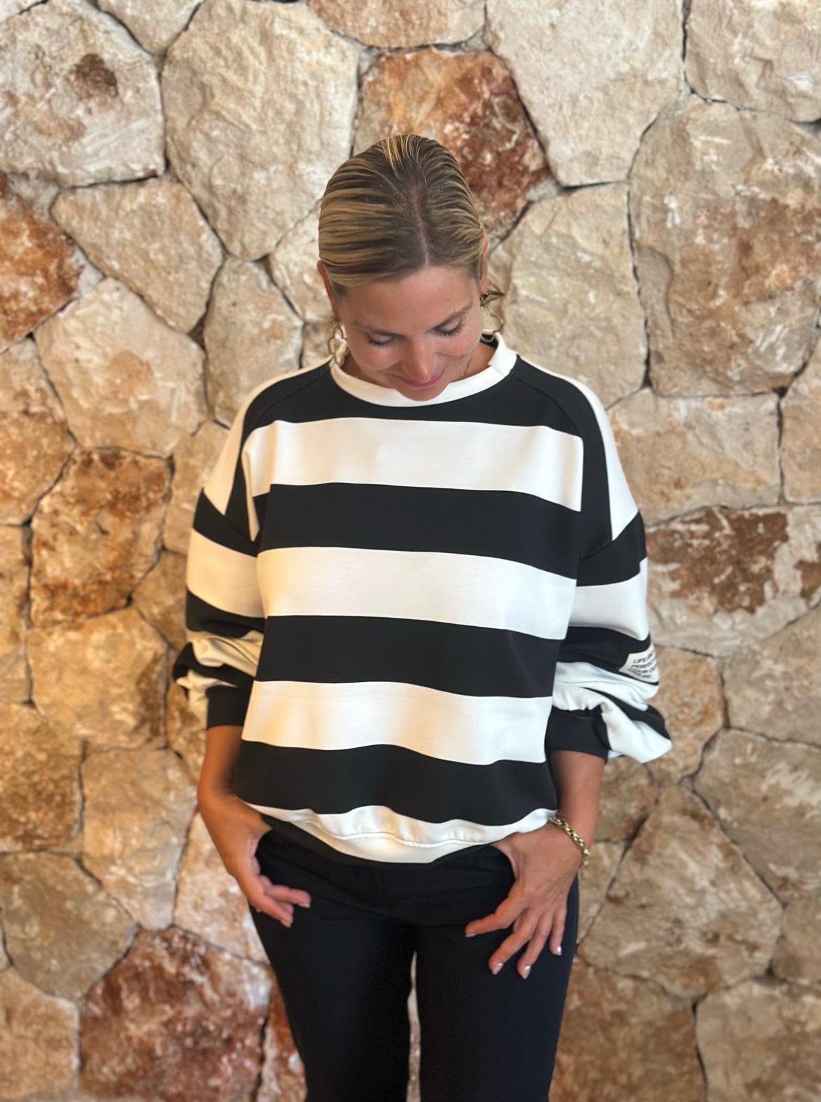 PERFECT STRIPE Pullover – Schwarz/Weiss