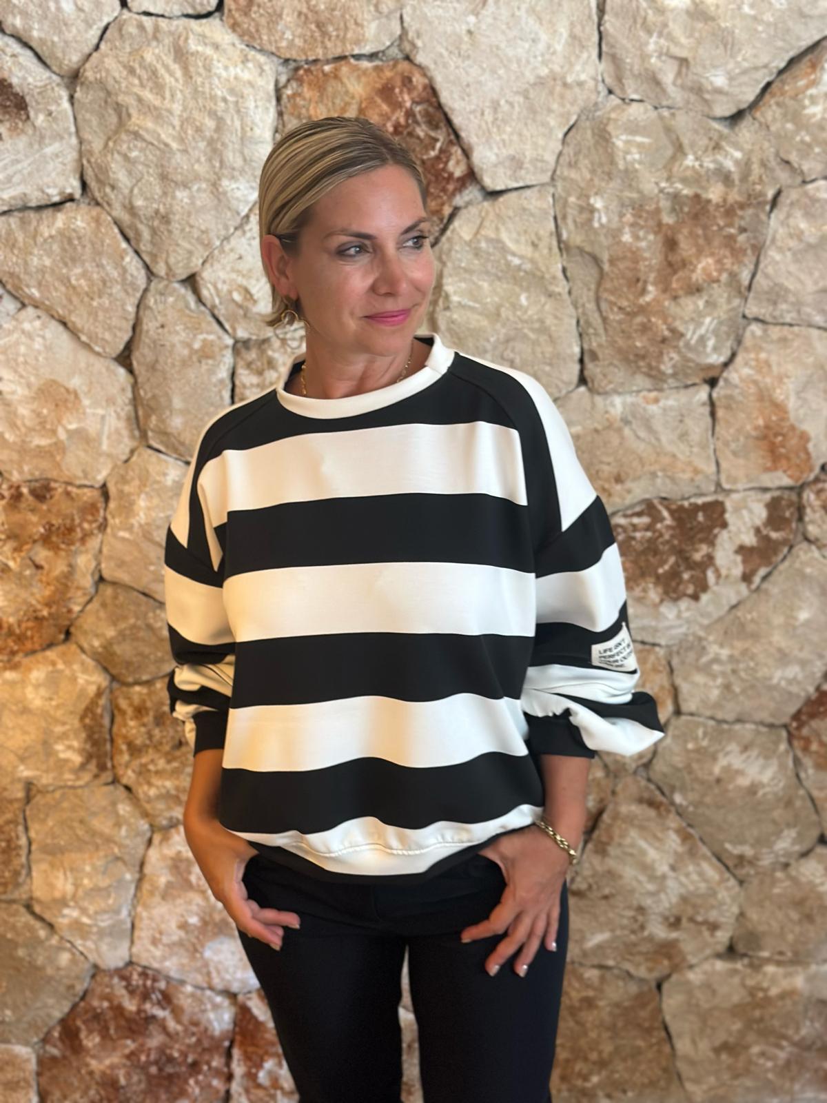 PERFECT STRIPE Pullover – Schwarz/Weiss
