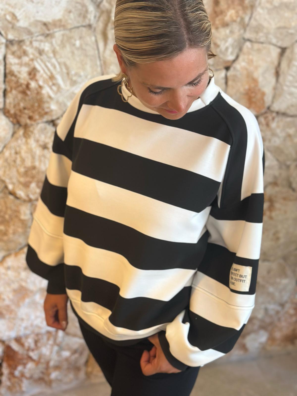 PERFECT STRIPE Pullover – Schwarz/Weiss