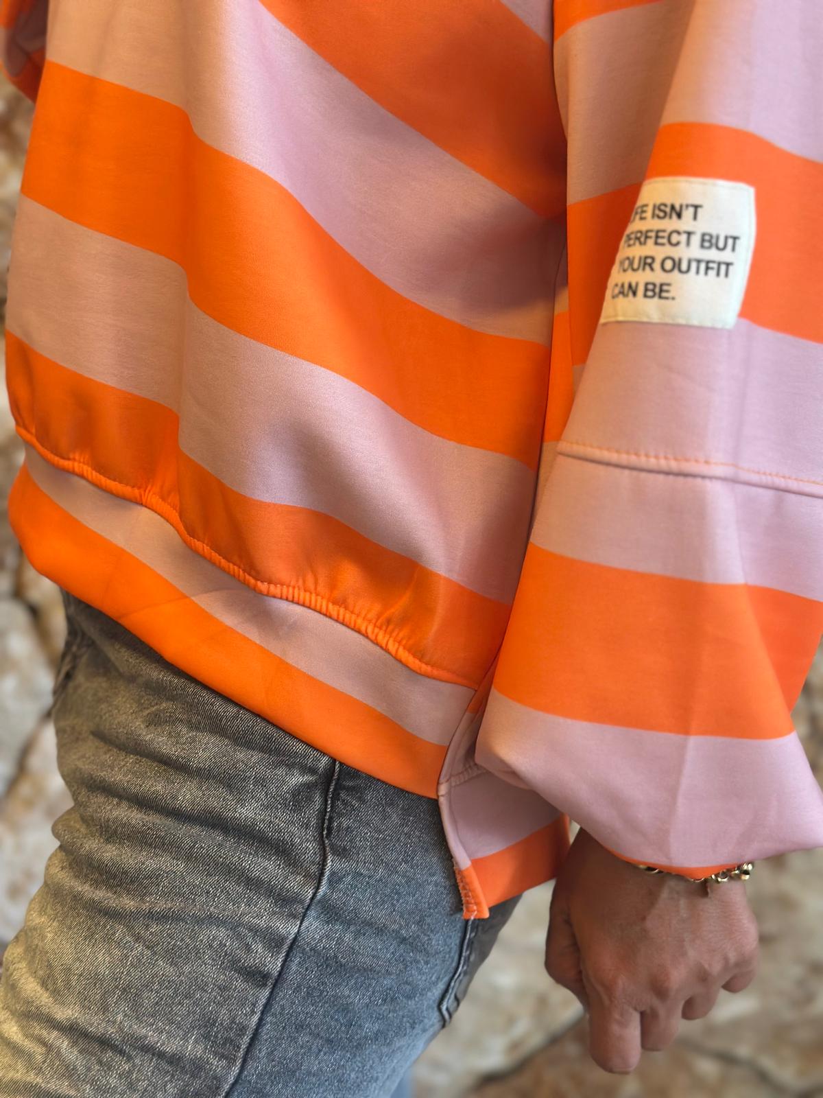 PERFECT STRIPE Pullover – Orange/Rosa