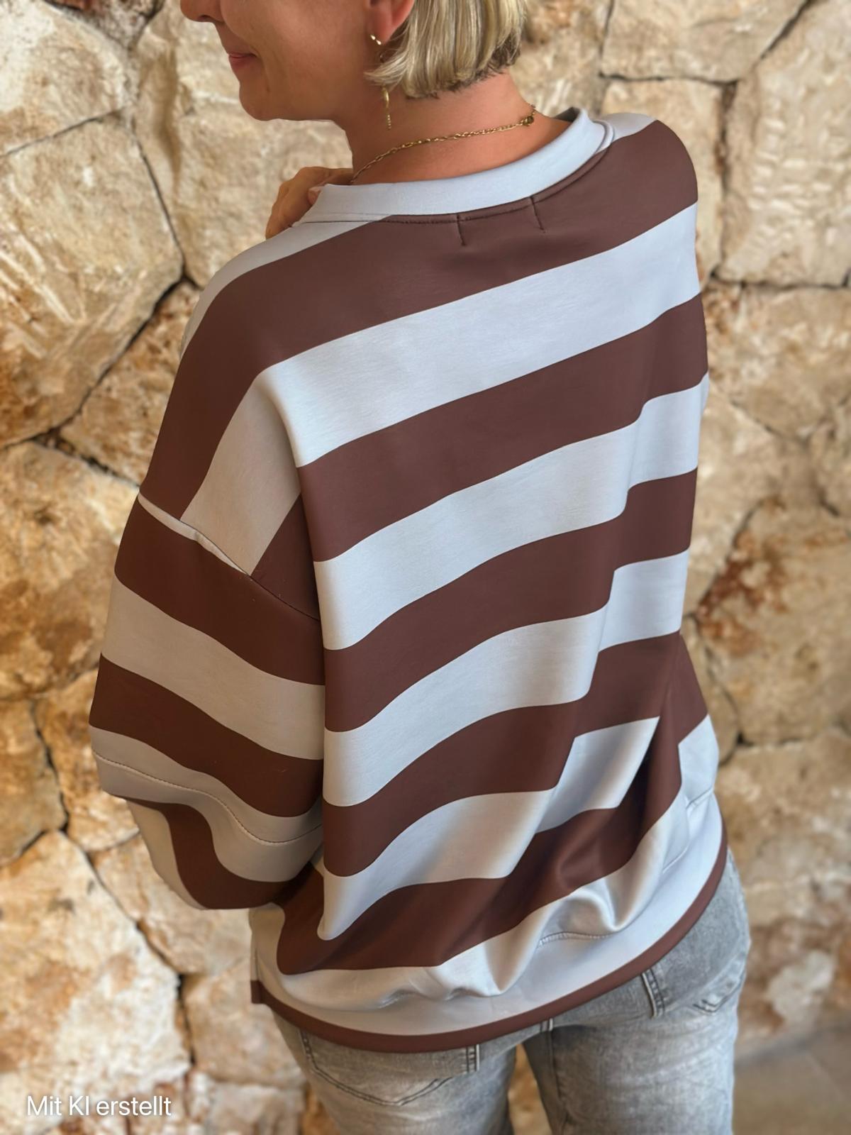 PERFECT STRIPE Pullover – Chocolate/Blau