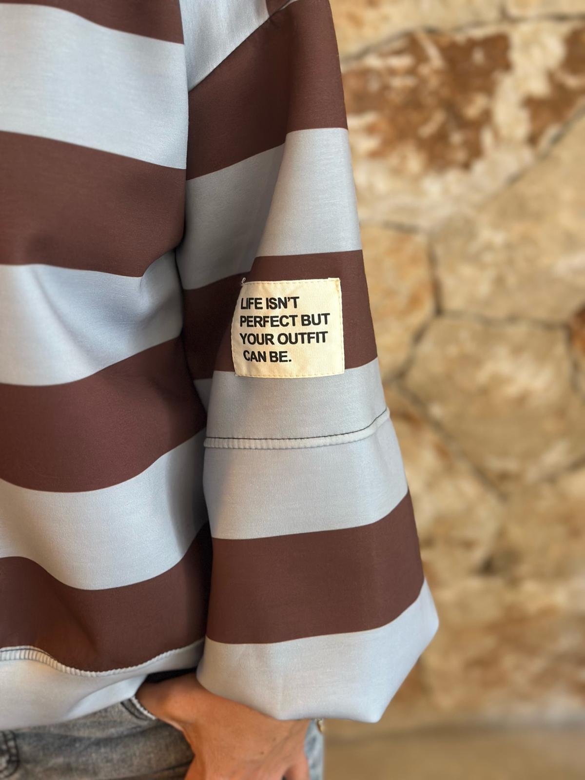 PERFECT STRIPE Pullover – Chocolate/Blau