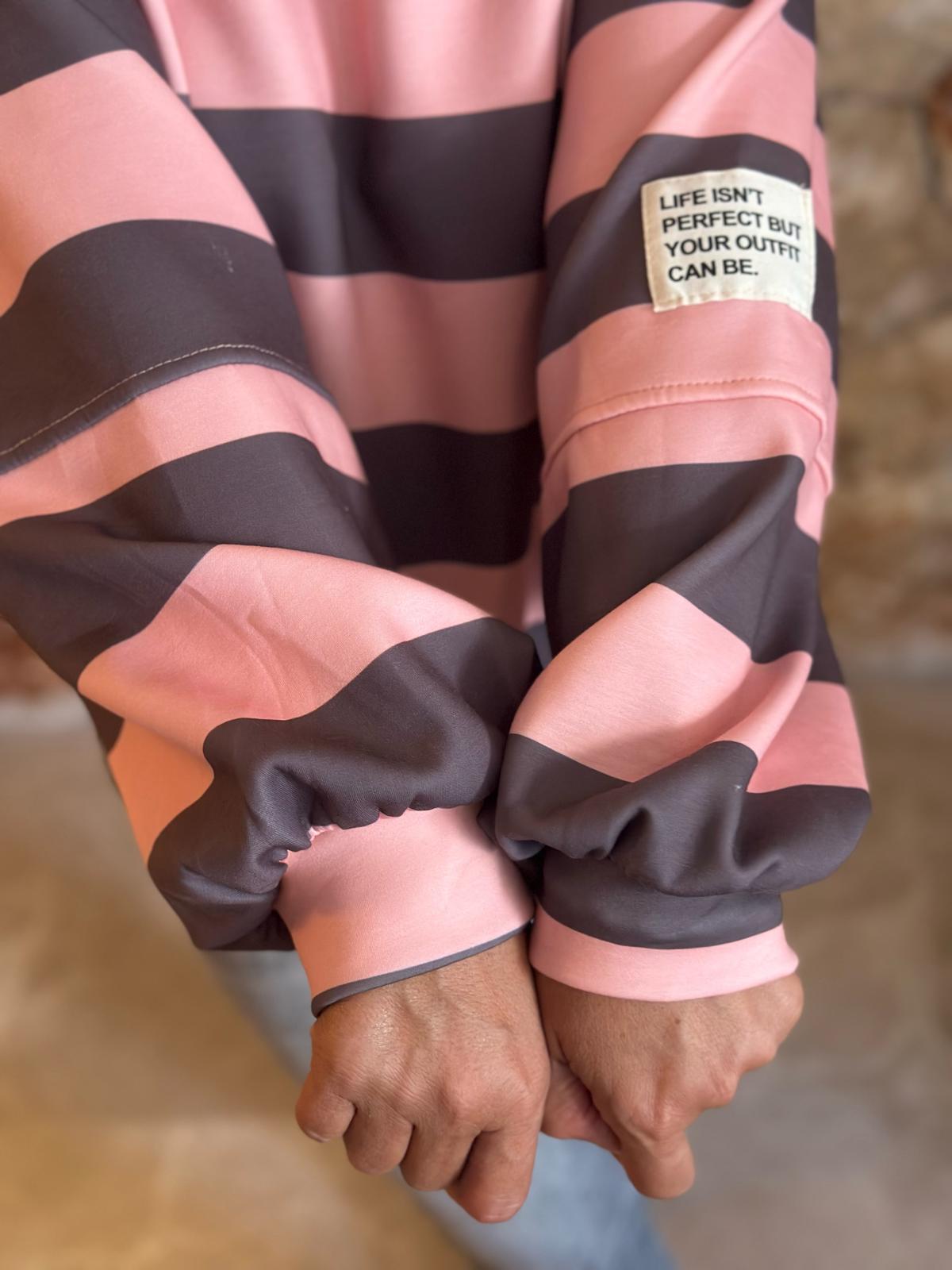 PERFECT STRIPE Pullover – Taupé/Rosé