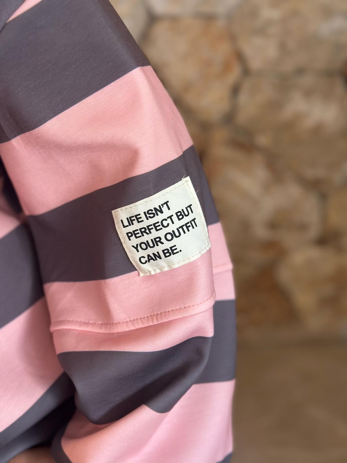 PERFECT STRIPE Pullover – Taupé/Rosé