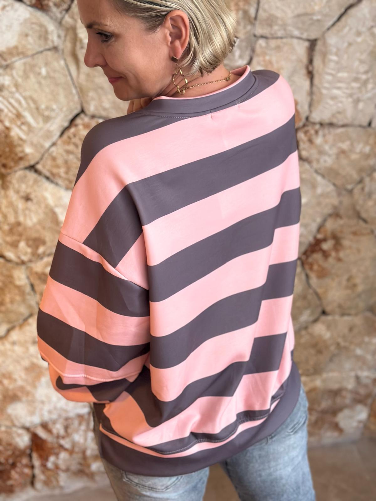 PERFECT STRIPE Pullover – Taupé/Rosé