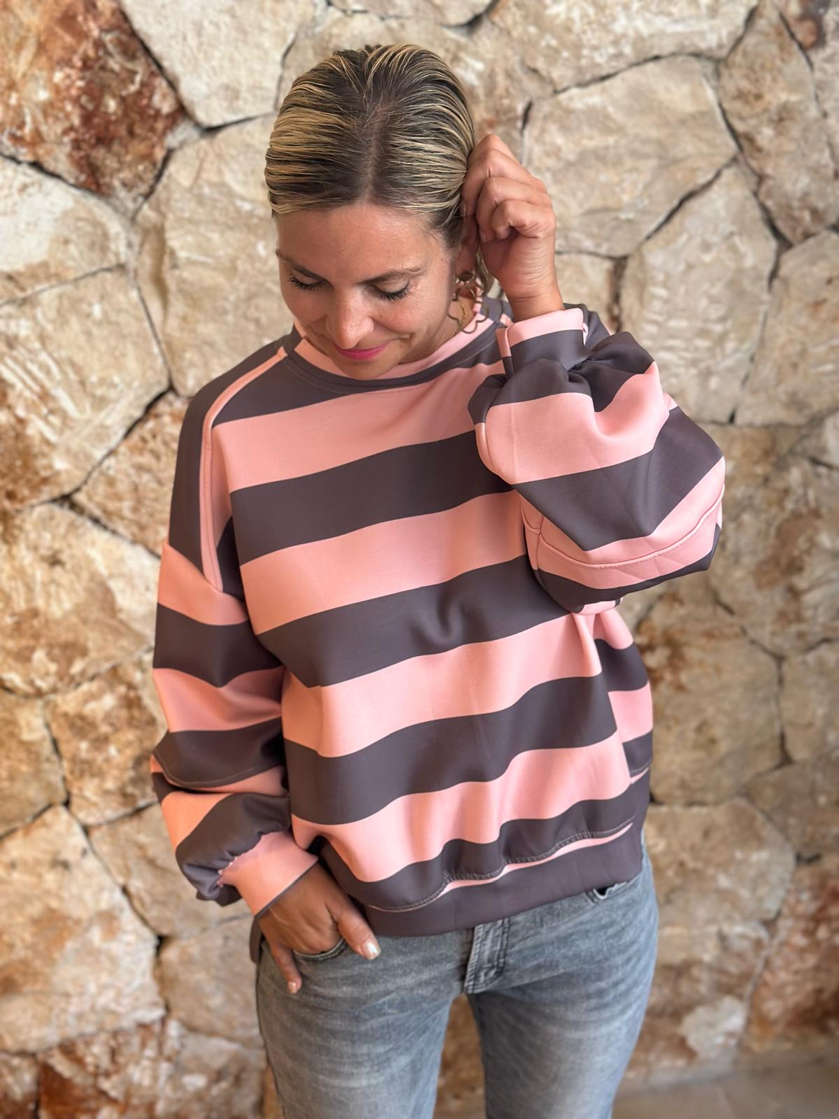 PERFECT STRIPE Pullover – Taupé/Rosé