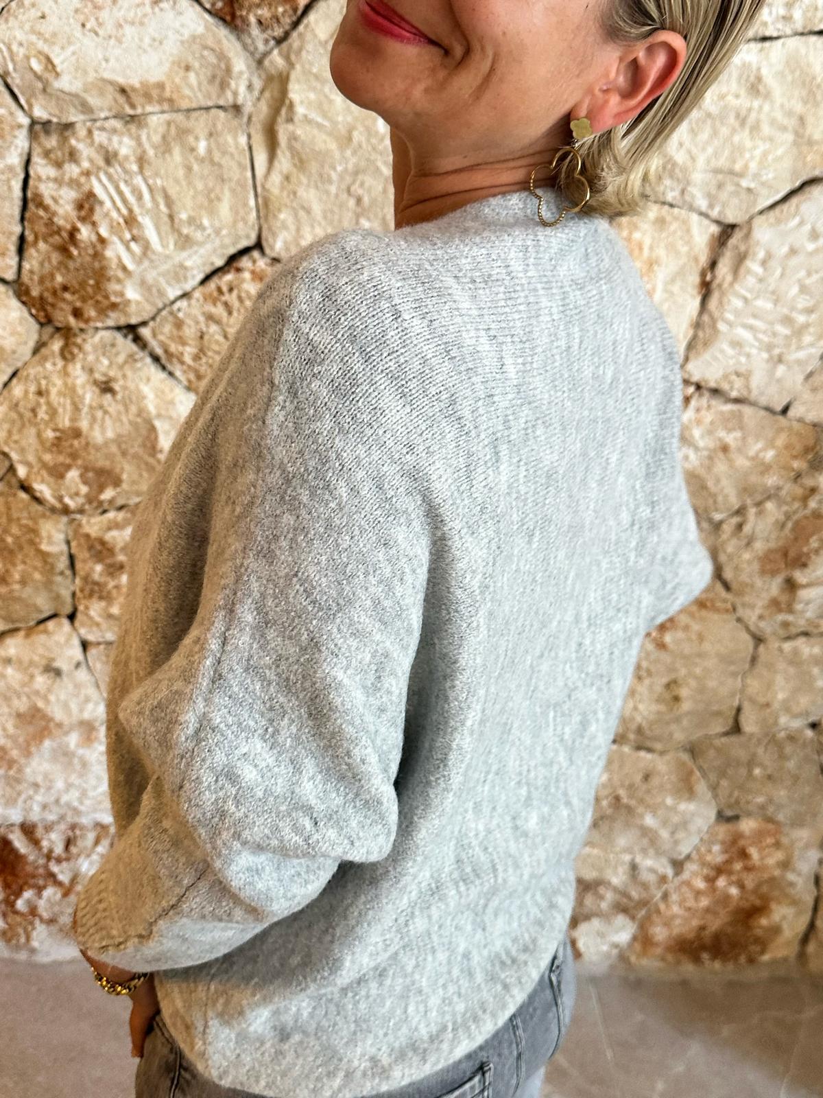 Sweet Bow Strickpullover – Grau