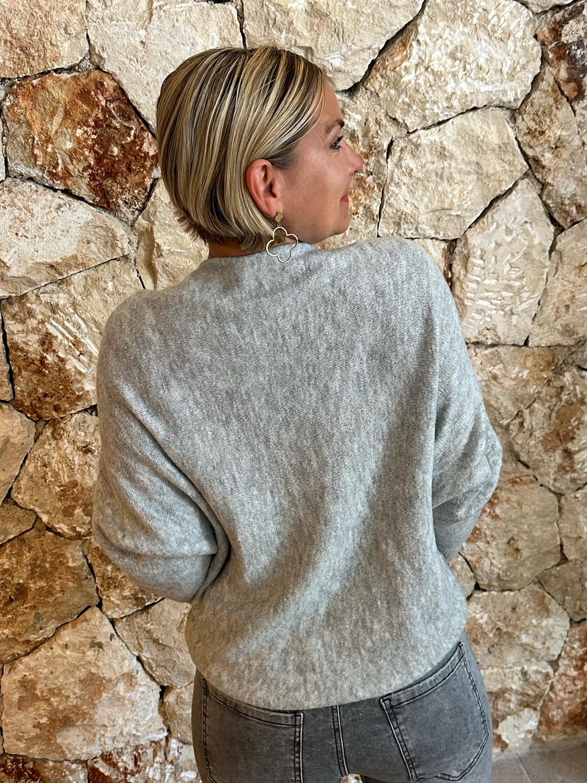 Sweet Bow Strickpullover – Grau