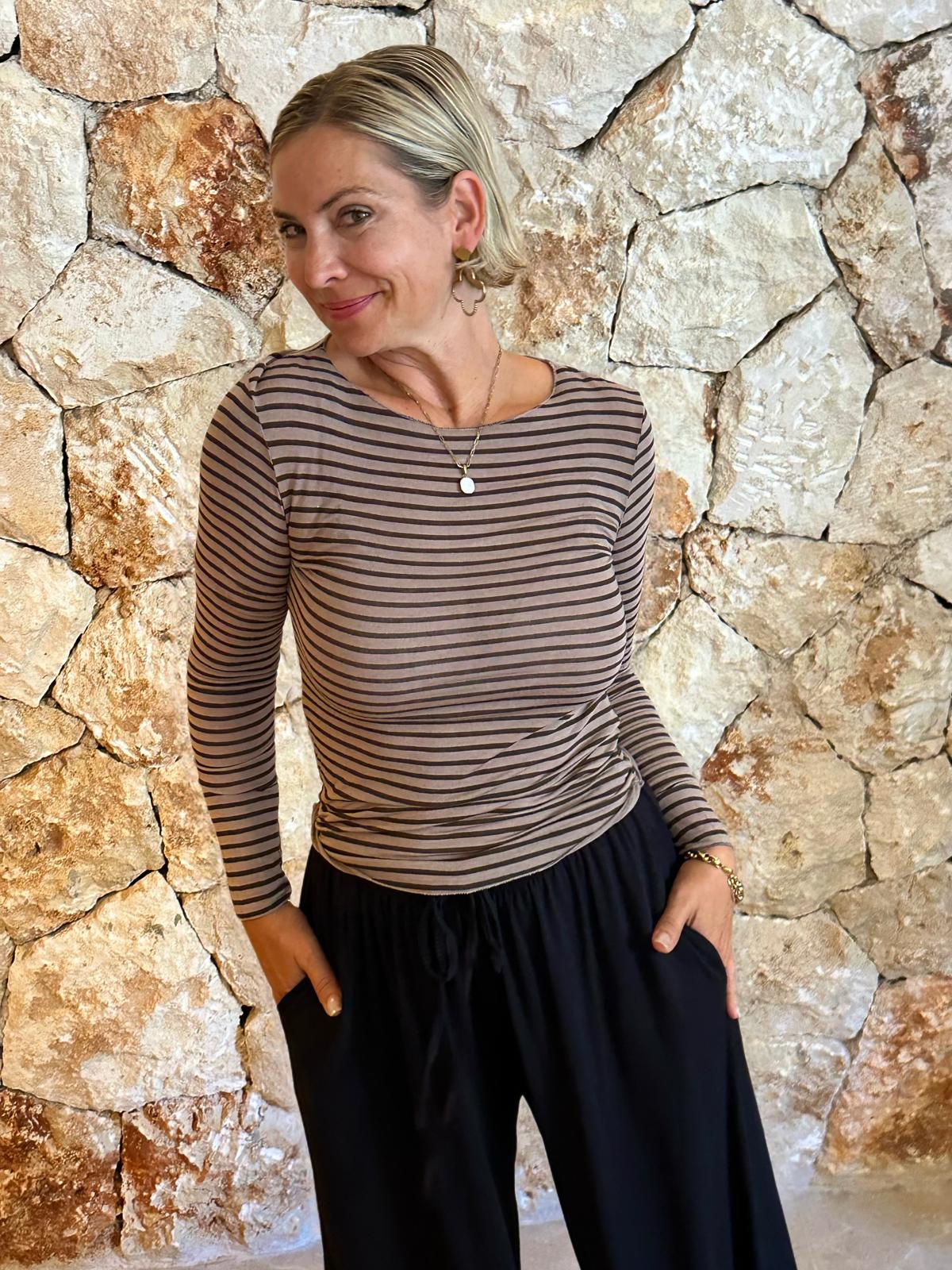 COFFEE STRIPES – Longsleeve Braun