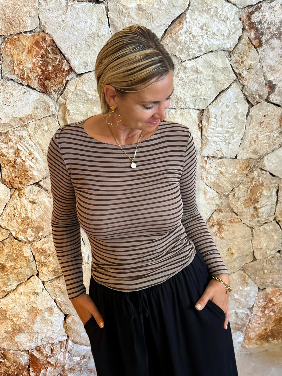 COFFEE STRIPES – Longsleeve Braun
