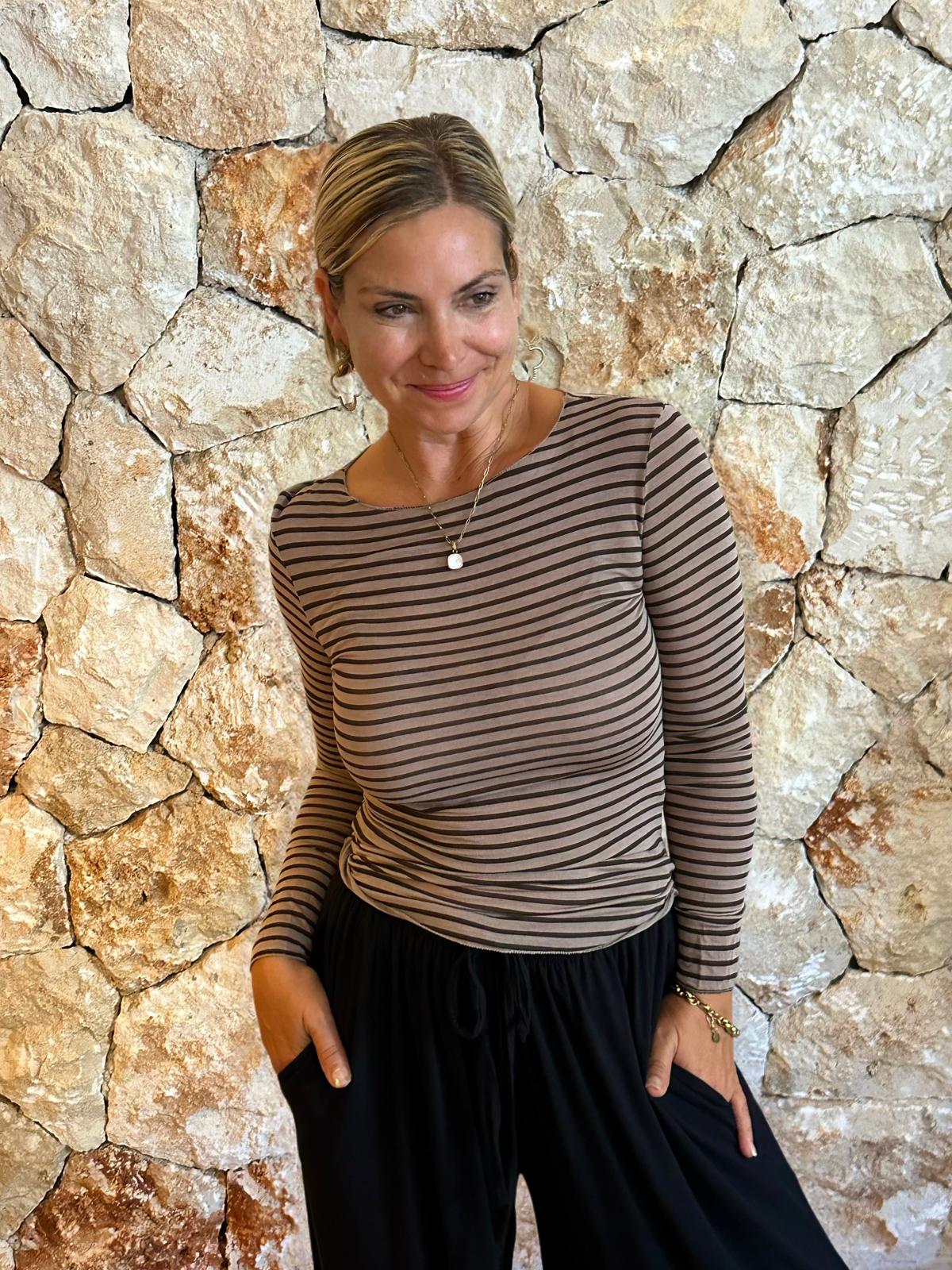 COFFEE STRIPES – Longsleeve Braun