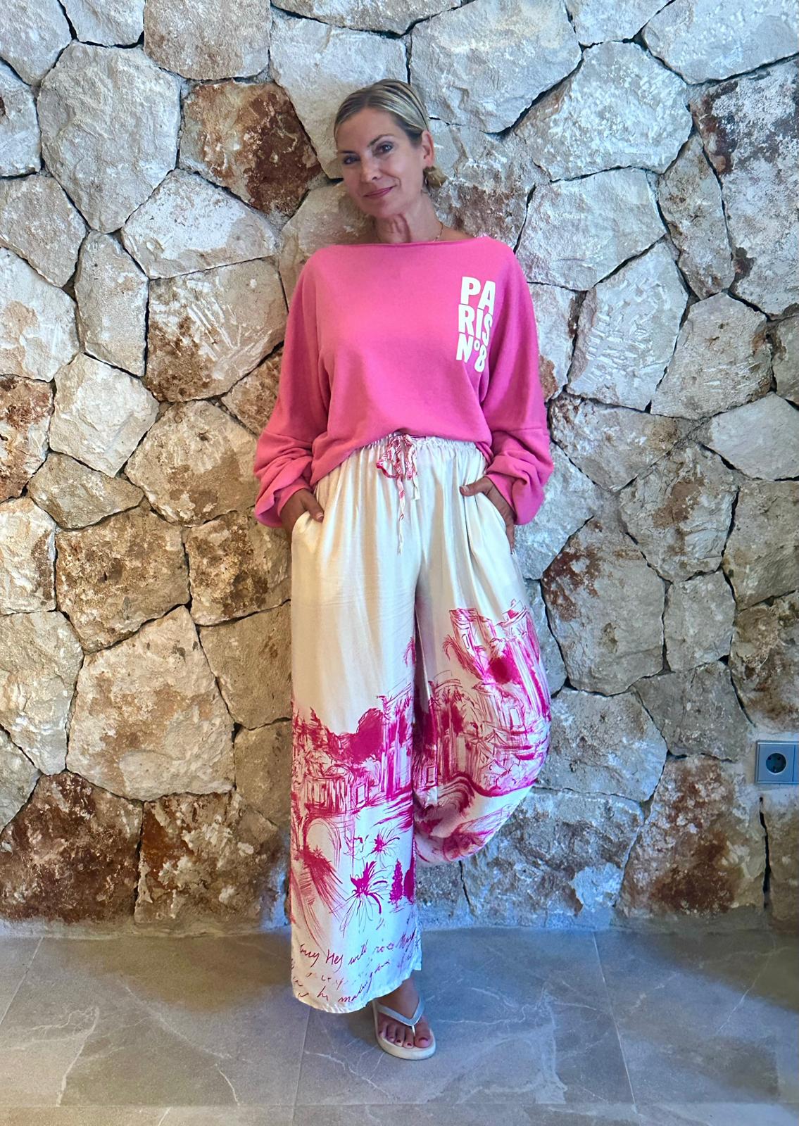 PINK CITY – Wide Leg Hose mit Print