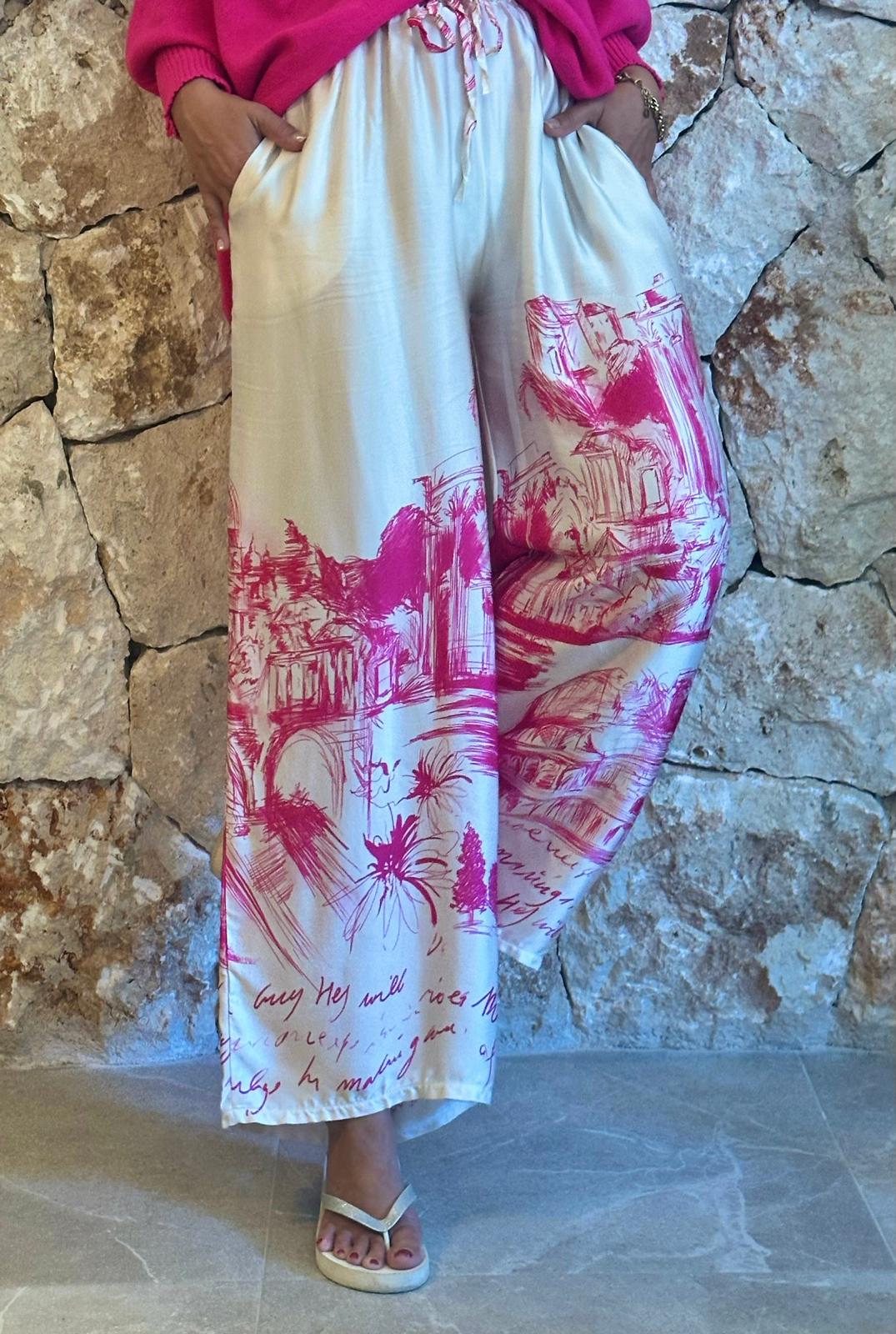 PINK CITY – Wide Leg Hose mit Print