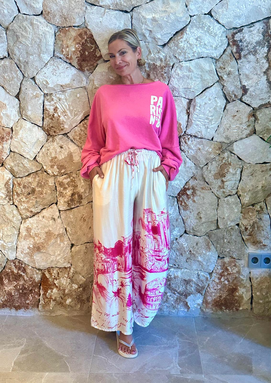 PINK CITY – Wide Leg Hose mit Print