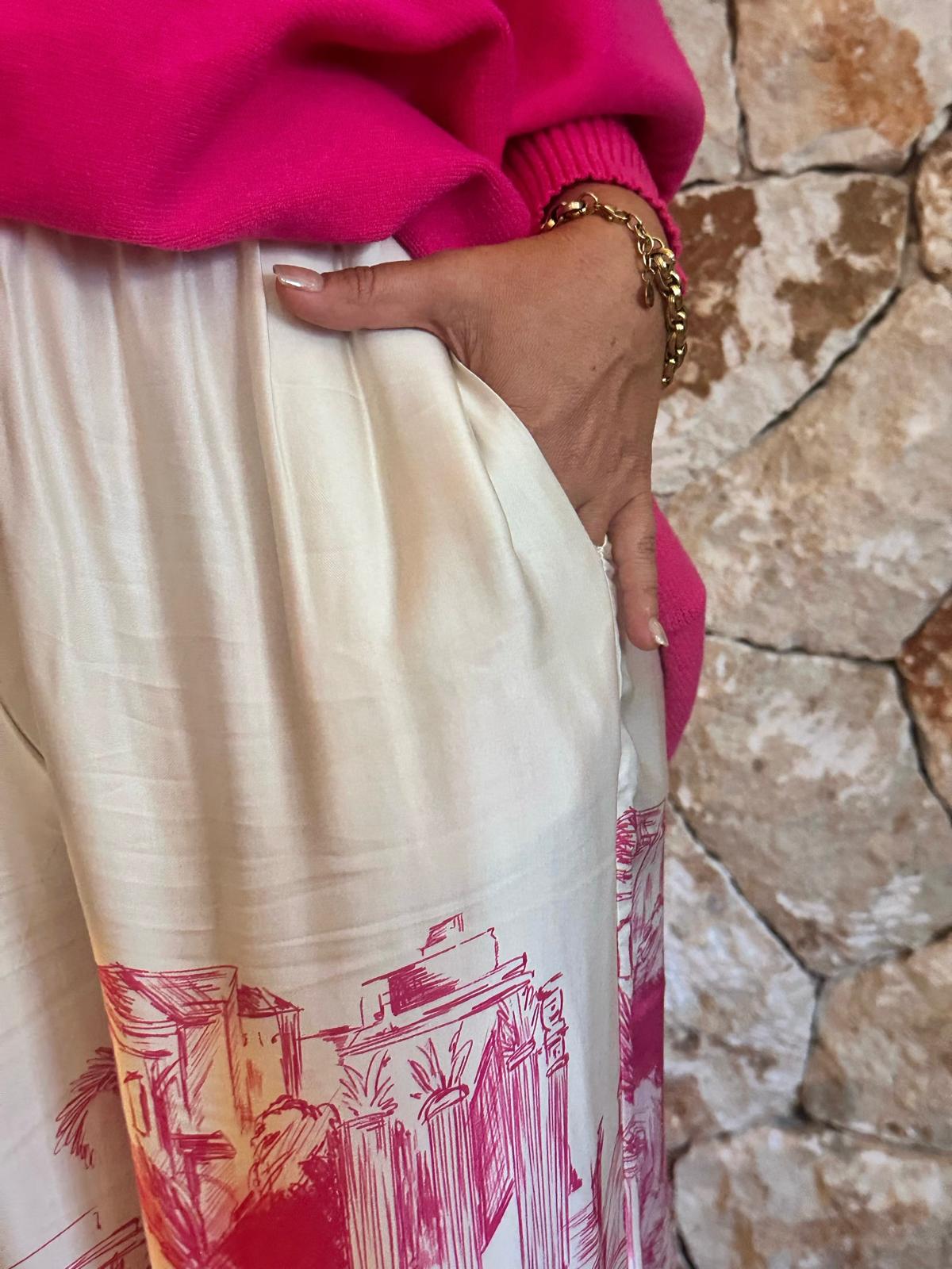 PINK CITY – Wide Leg Hose mit Print