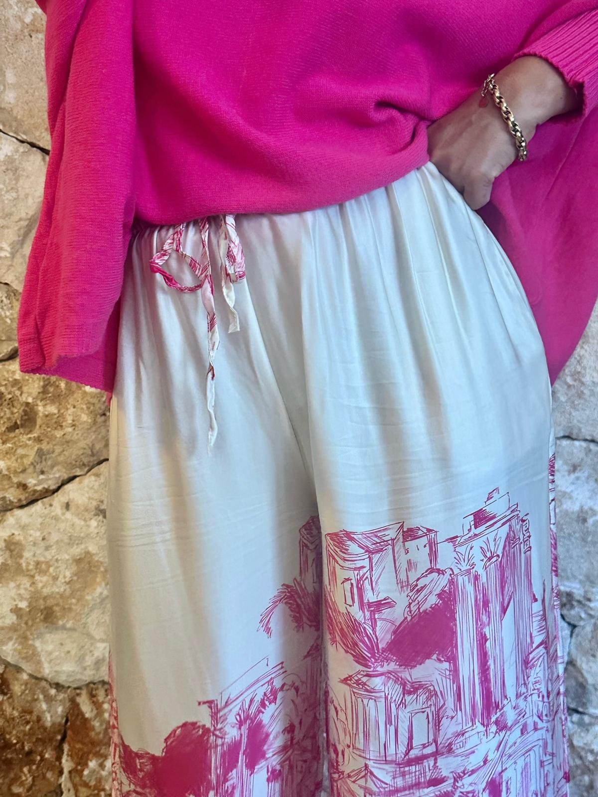 PINK CITY – Wide Leg Hose mit Print