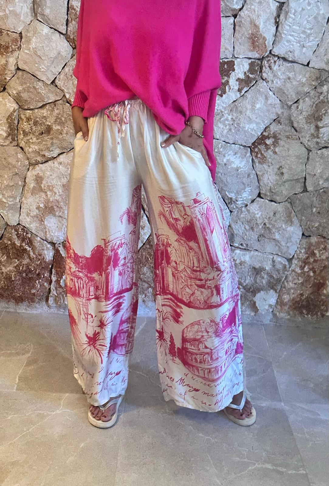 PINK CITY – Wide Leg Hose mit Print