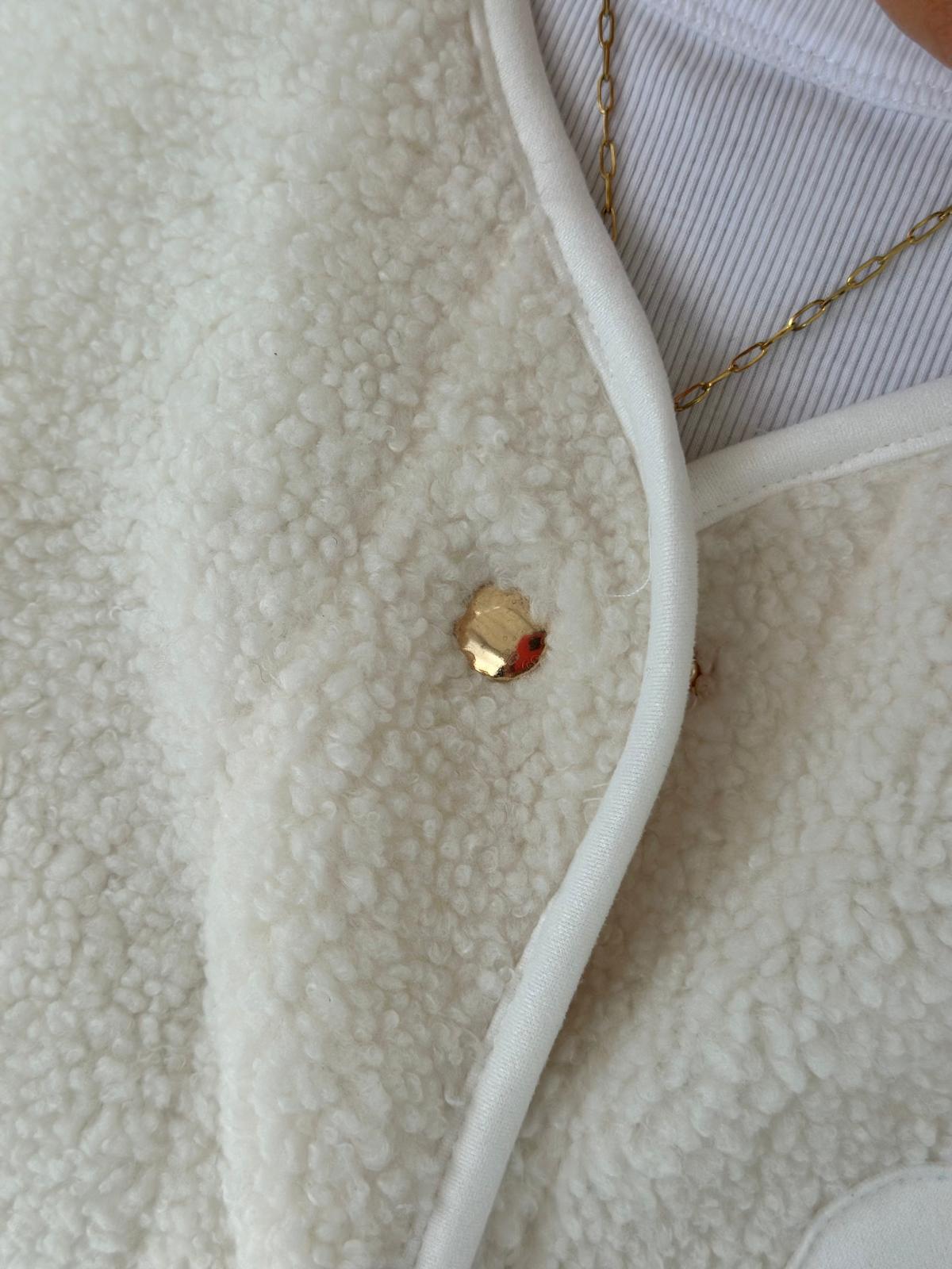 Cozy Heart Teddy Jacket – Creme