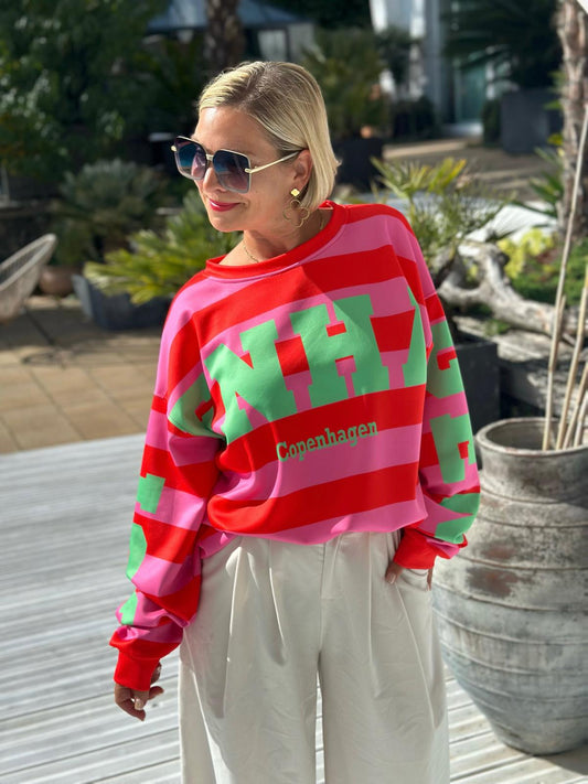 Oversize Sweatshirt „Copenhagen“ – Pink/Red
