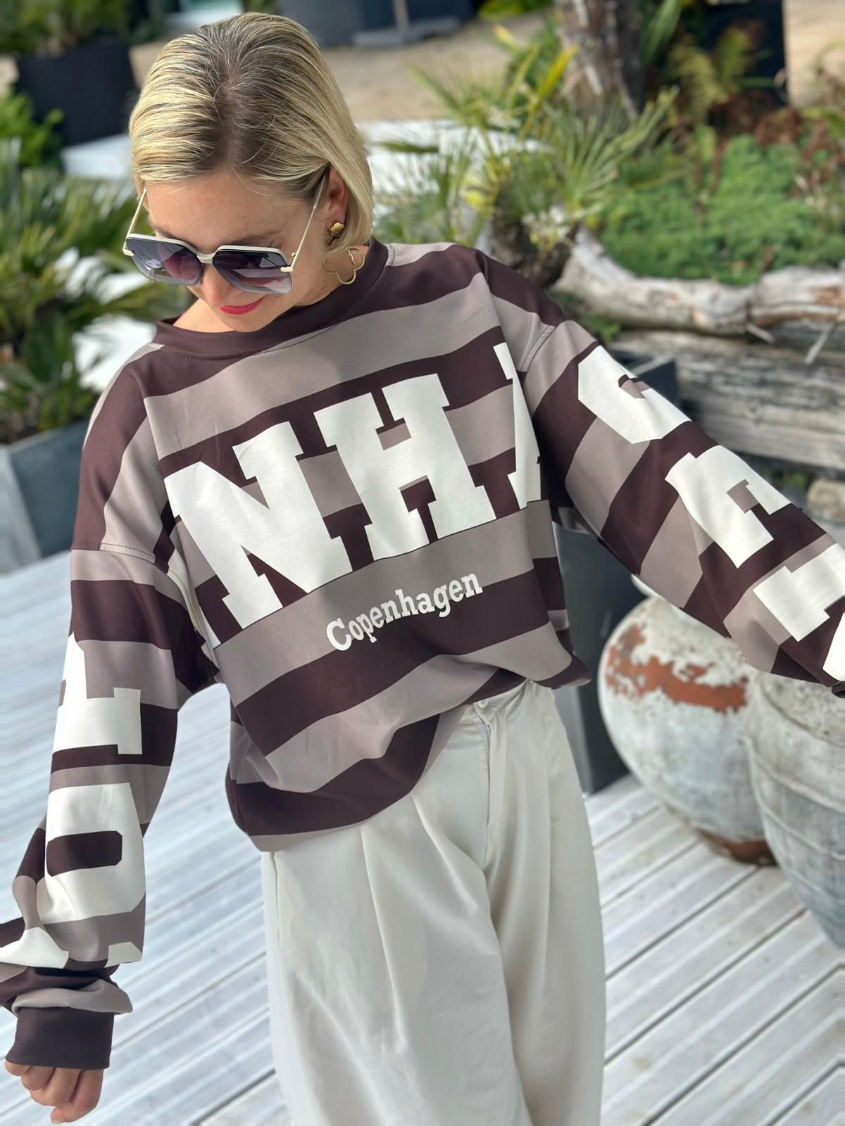 Oversize Sweatshirt „Copenhagen“ – Chocolate/Taupe