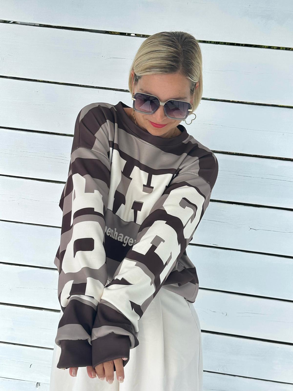 Oversize Sweatshirt „Copenhagen“ – Chocolate/Taupe