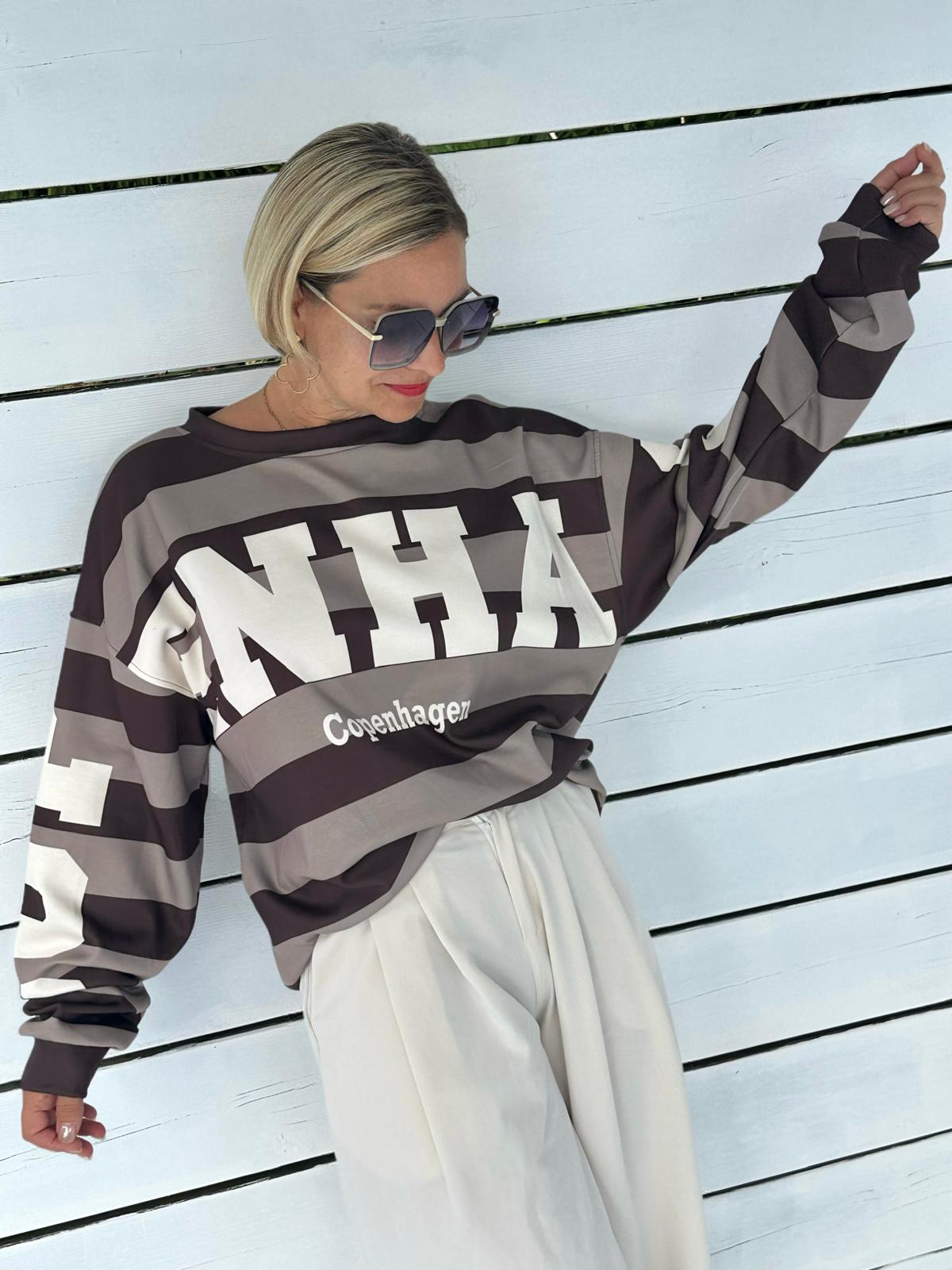 Oversize Sweatshirt „Copenhagen“ – Chocolate/Taupe