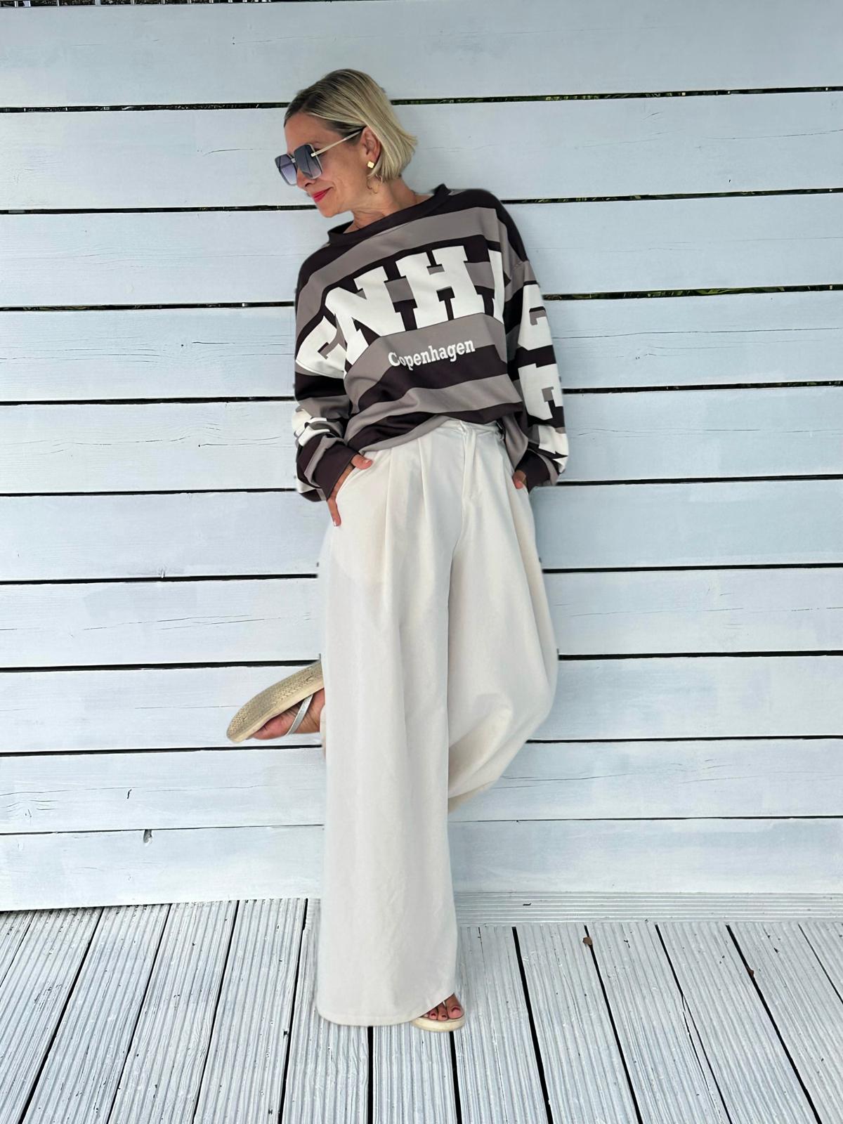 Oversize Sweatshirt „Copenhagen“ – Chocolate/Taupe