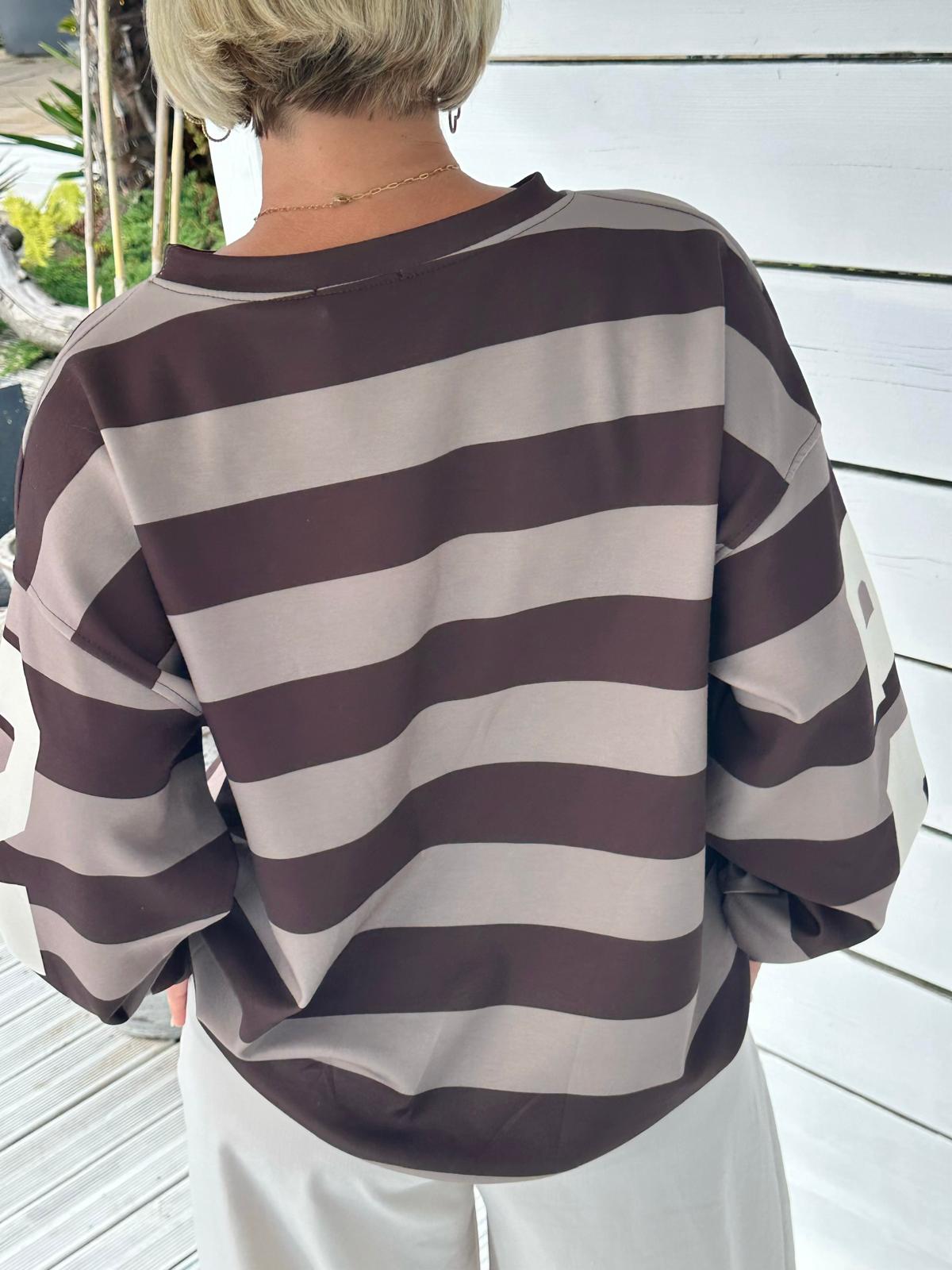 Oversize Sweatshirt „Copenhagen“ – Chocolate/Taupe
