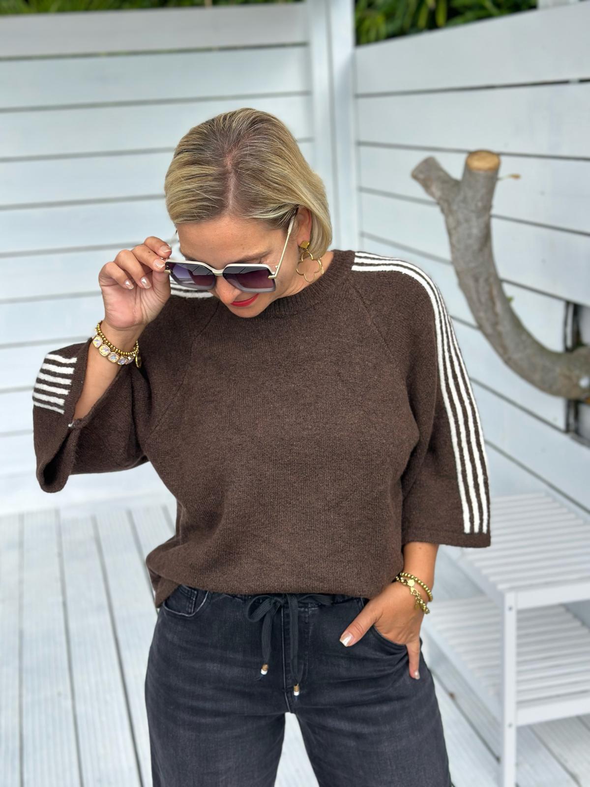 Sporty Stripe Knit – Chocolate