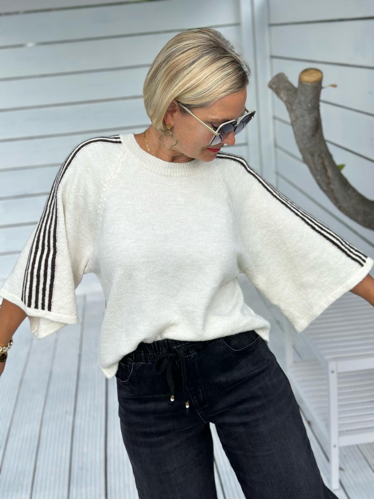 Sporty Stripe Knit – Cream