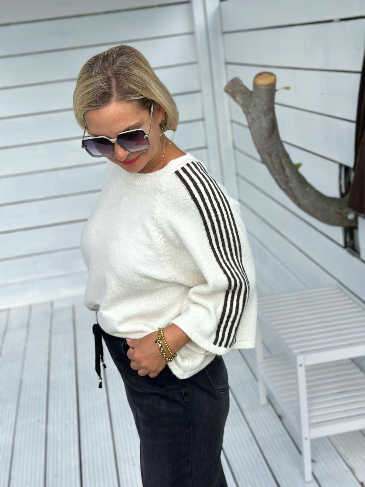 Sporty Stripe Knit – Cream