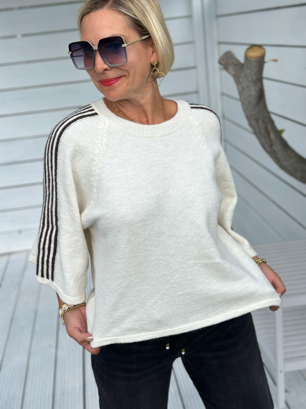 Sporty Stripe Knit – Cream