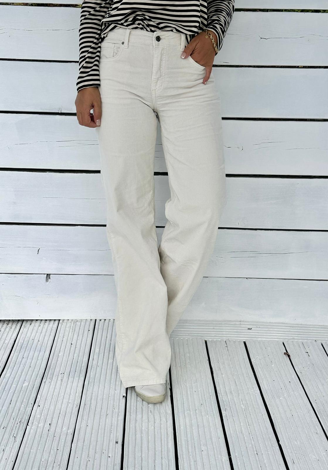 Cream Cord Wide Leg Jeans