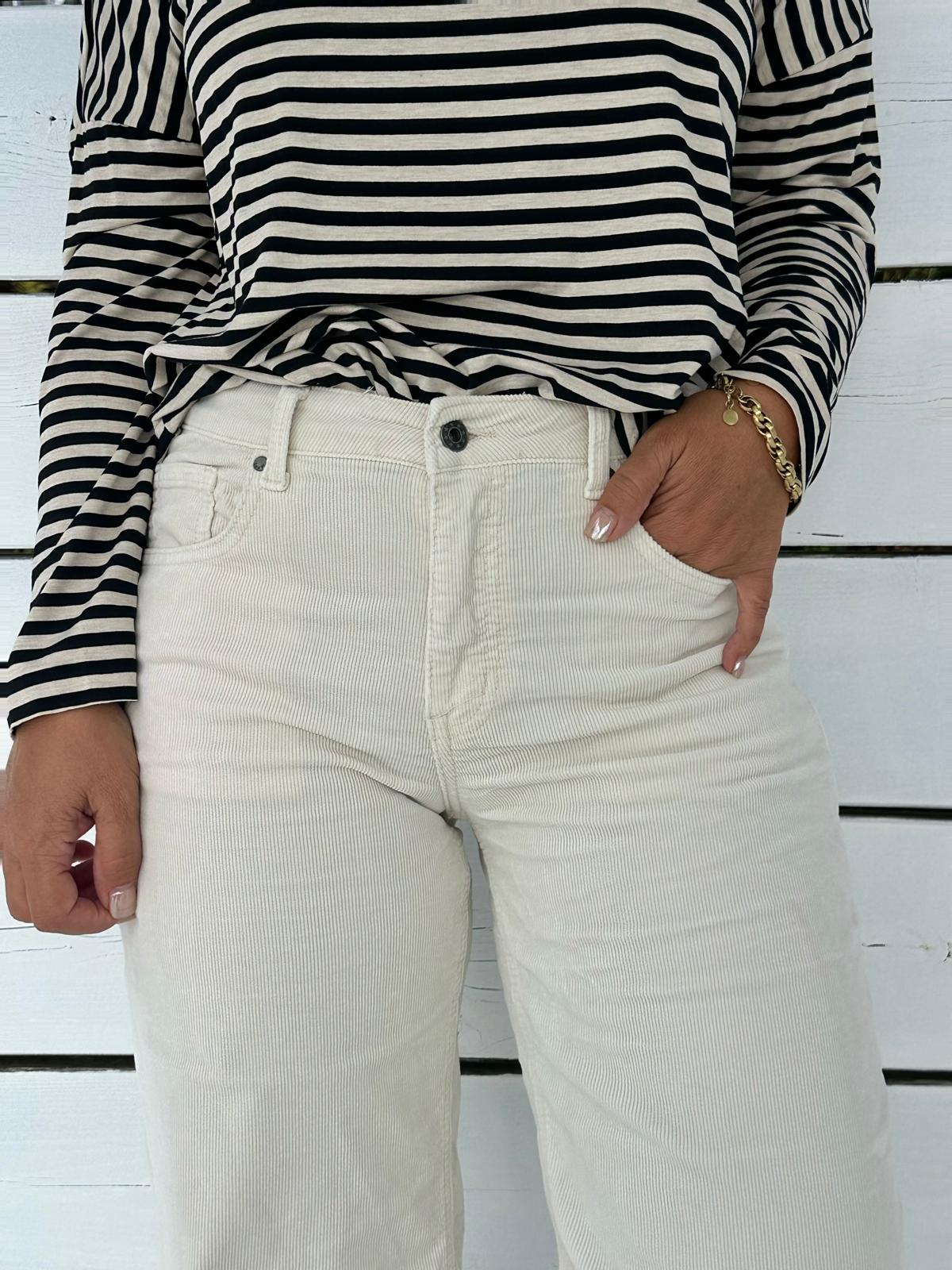 Cream Cord Wide Leg Jeans