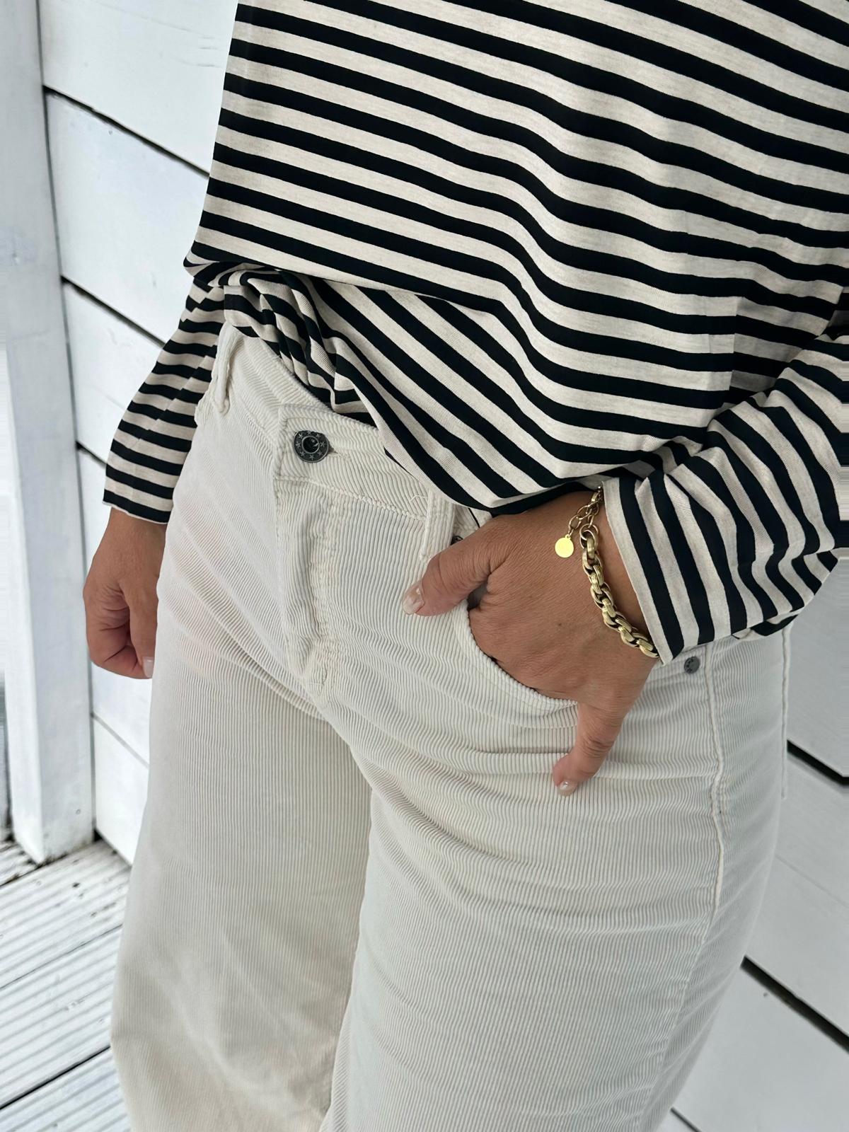 Cream Cord Wide Leg Jeans