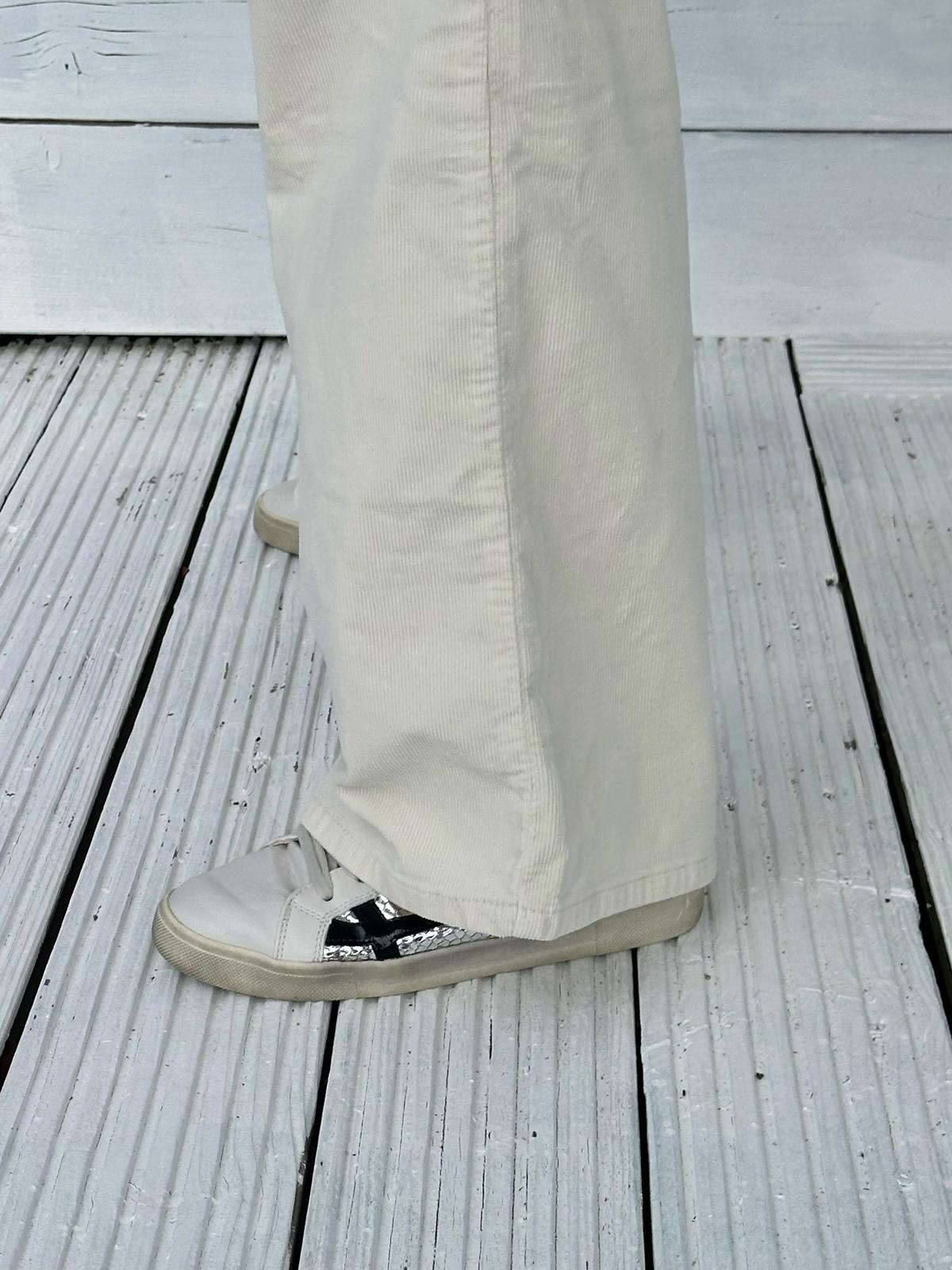 Cream Cord Wide Leg Jeans
