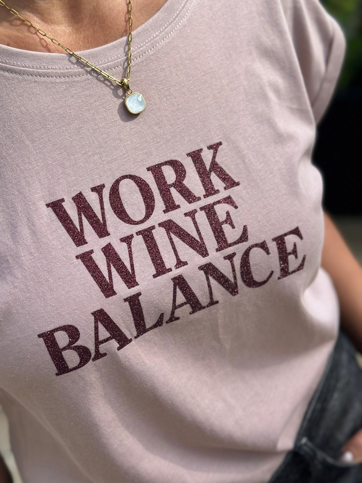 BE FAMOUS Statement Shirt „Work Wine Balance“ – Rosé