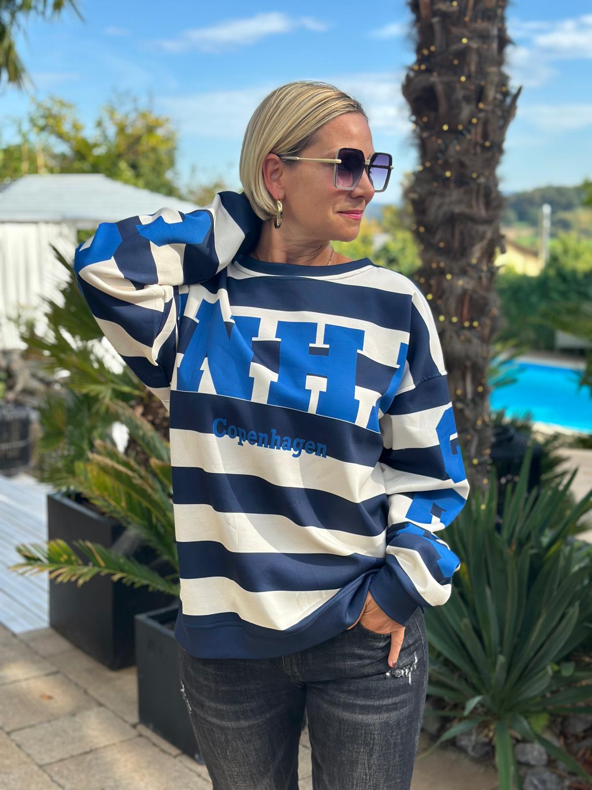 Oversize Sweatshirt „Copenhagen“ - White/Ocean
