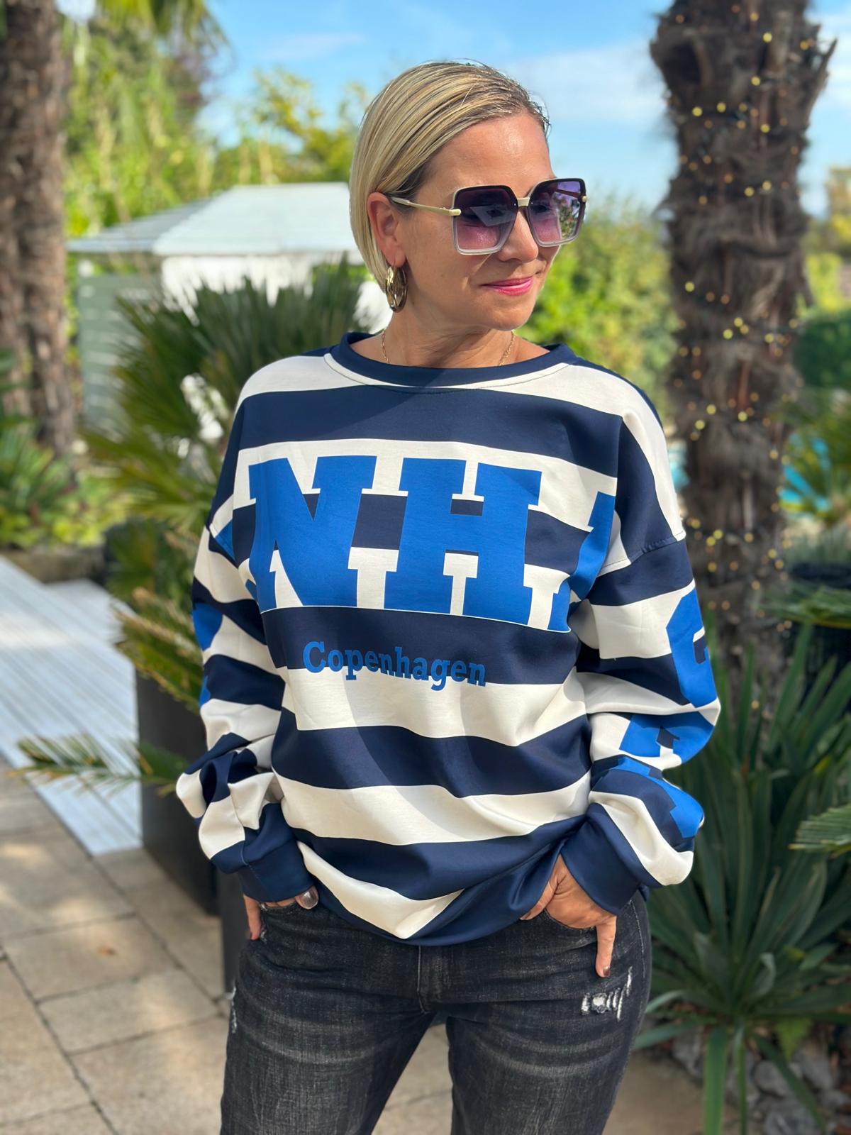 Oversize Sweatshirt „Copenhagen“ - White/Ocean