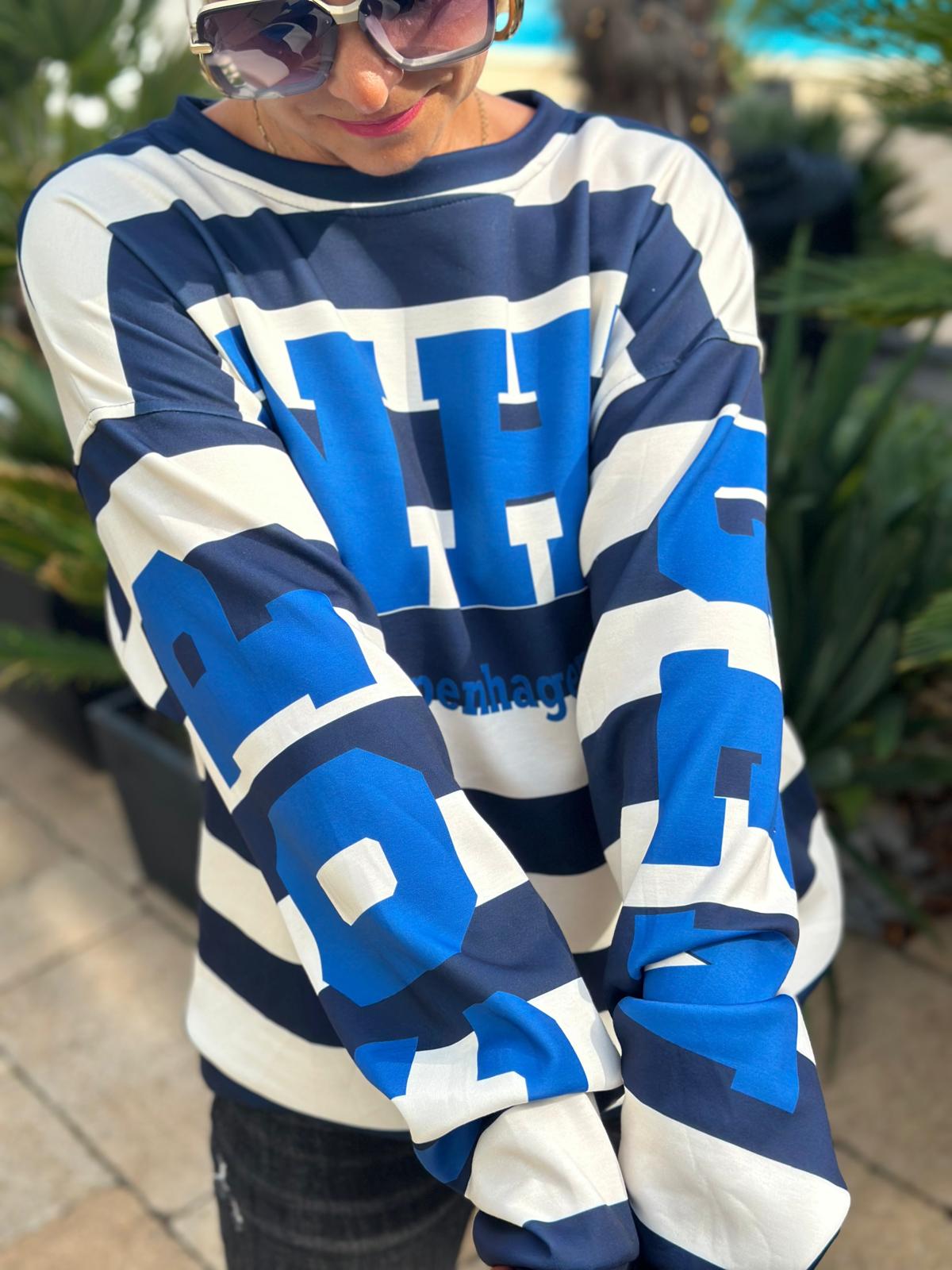 Oversize Sweatshirt „Copenhagen“ - White/Ocean
