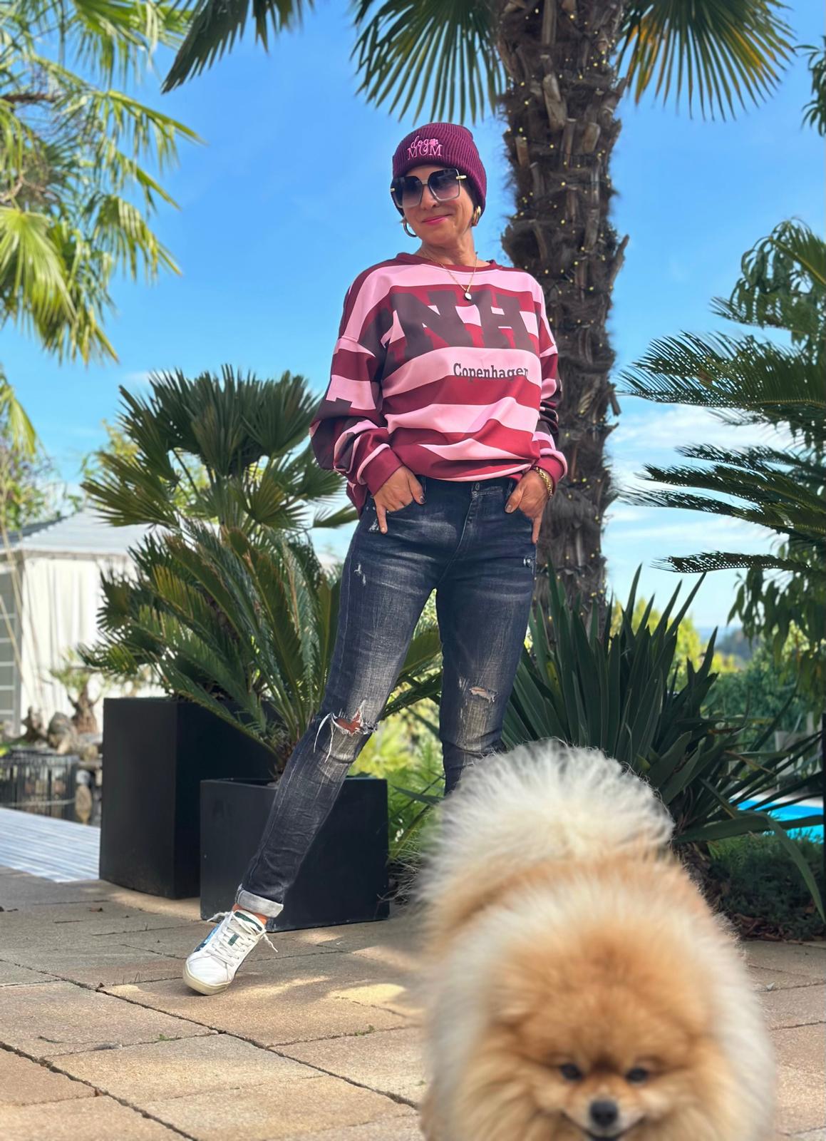 Oversize Sweatshirt „Copenhagen“ – Bordeaux/Rosé