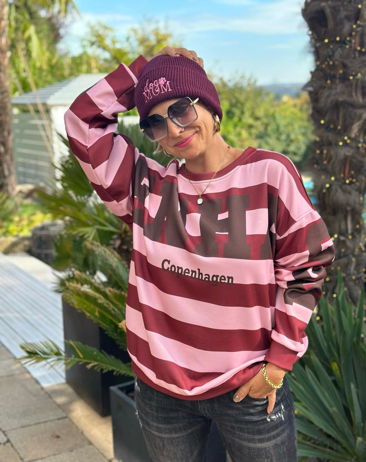 Oversize Sweatshirt „Copenhagen“ – Bordeaux/Rosé