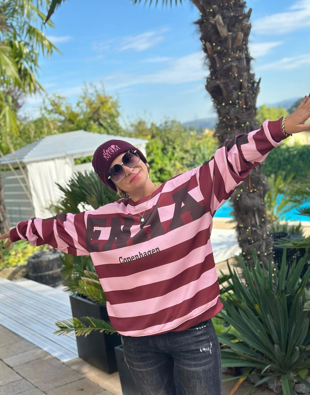 Oversize Sweatshirt „Copenhagen“ – Bordeaux/Rosé