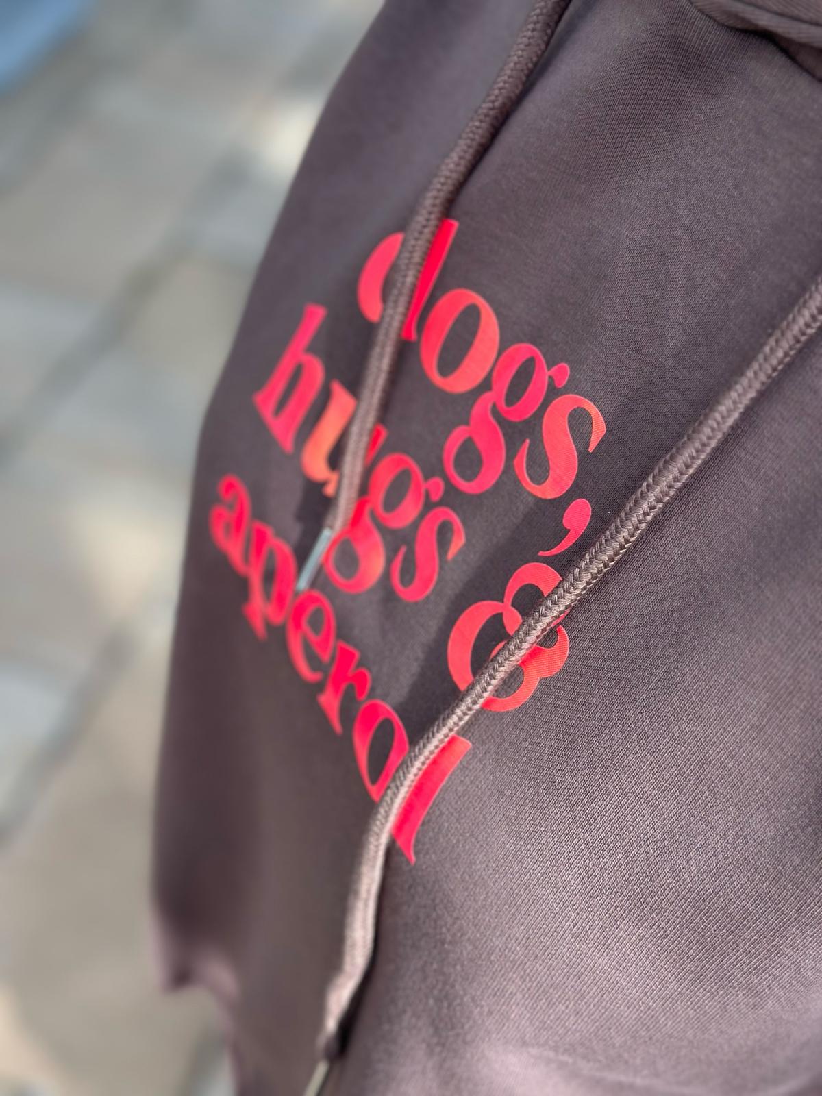 BE FAMOUS Hoodie „Dogs, Hugs & Aperol“ – Taupe