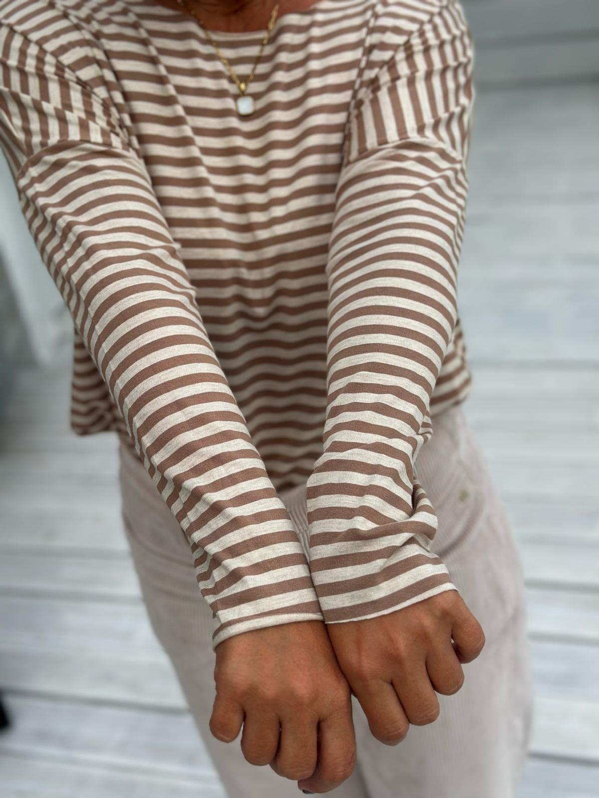 Striped Love Longsleeve – Taupe/Creme