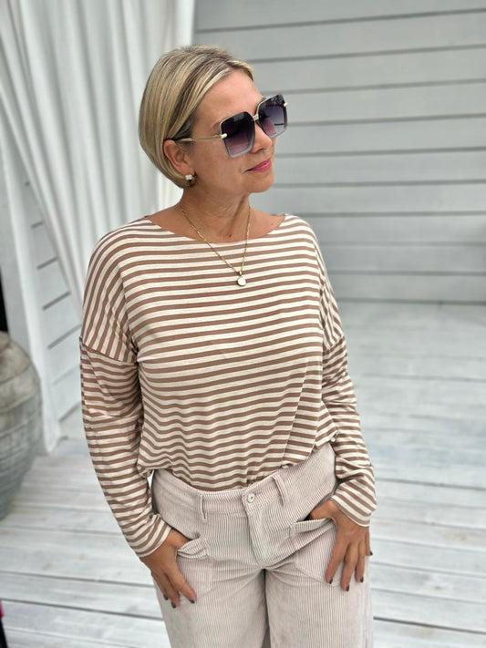 Striped Love Longsleeve – Taupe/Creme