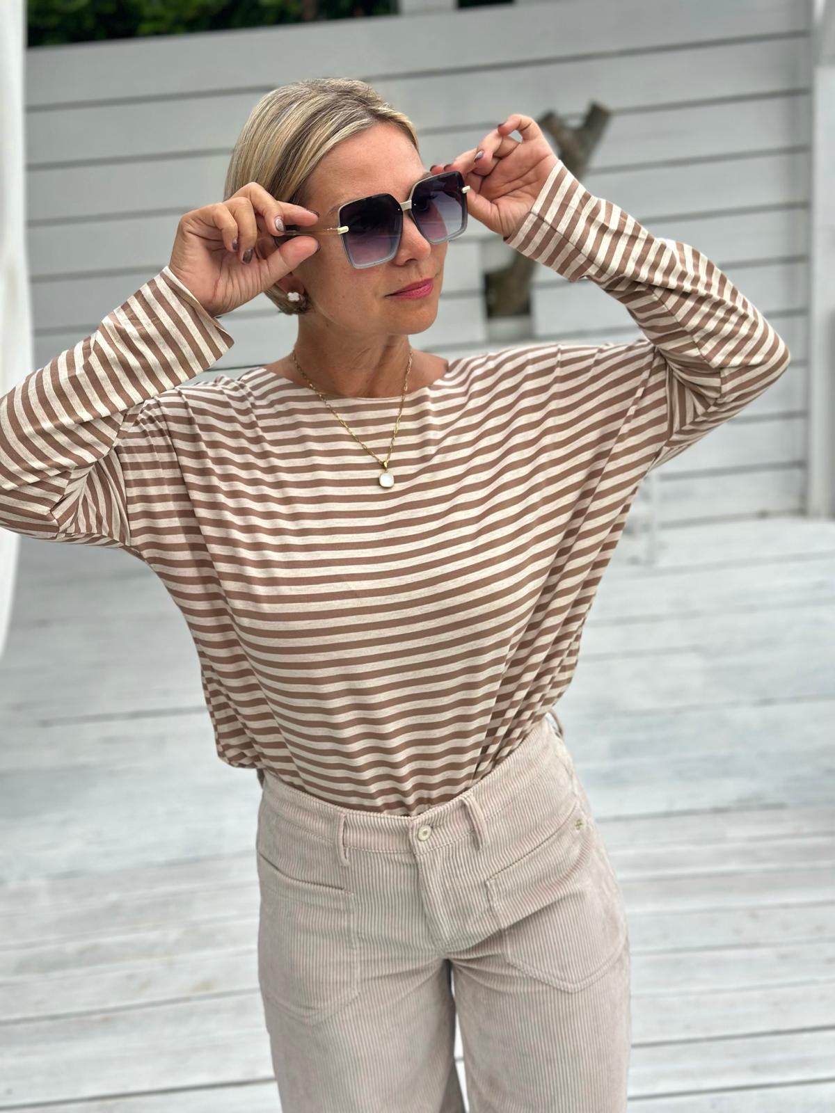 Striped Love Longsleeve – Taupe/Creme