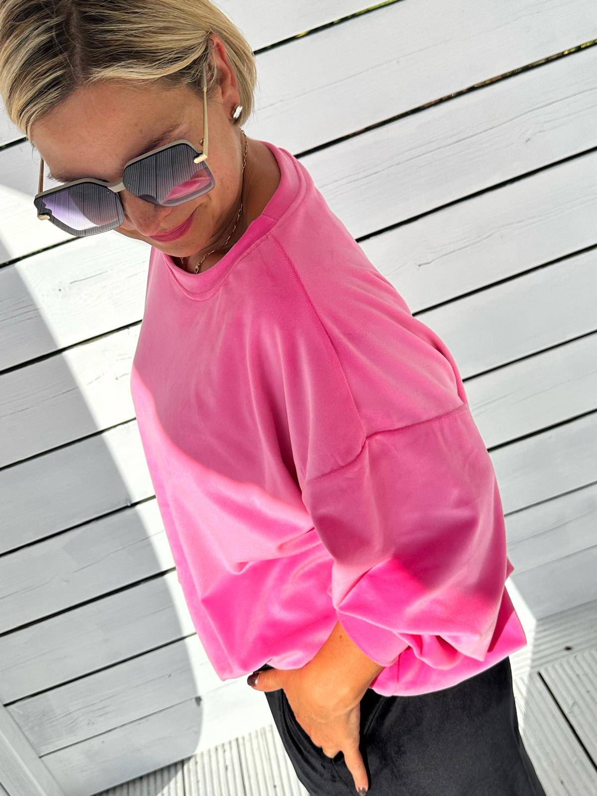 PINK VELVET – Kuschelweicher Oversize-Pullover mit Ballonärmeln