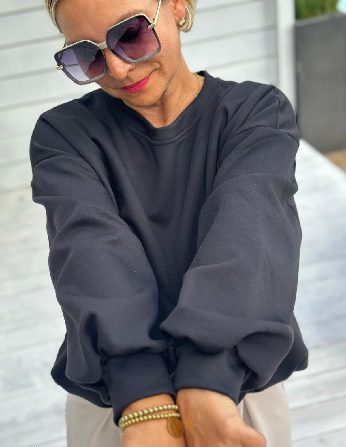 Oversize Sweatshirt „Easy Essential“ – Schwarz