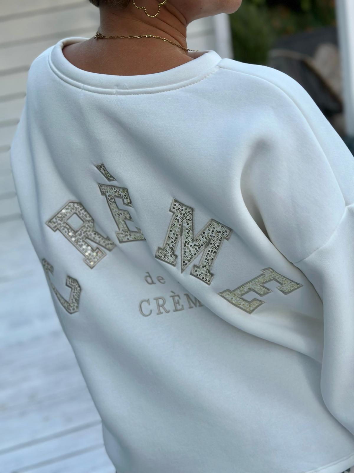Crème de la Crème – Oversize Sweatshirt mit funkelnder Pailletten-Applikation